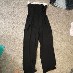 Black and white strapless pantsuit